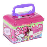 Hello Kitty Money Tin Box with Plastic Handle
