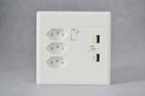 New South Africa Standard Switch Socket with Double USB Ports