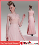 Stunning Pink Boat Neck Flowers Chiffon Evening Gown Prom Dress (30999)