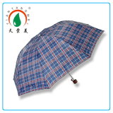 Cheap Chequer Polyester 3 Fold Umbrella for Sale