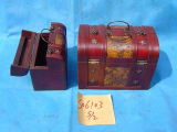 Antique Wooden Box with Lacquering Bamboo Decorations (S06103)