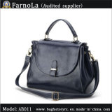 Black Plain PU Leather Satchel Bag (AB-011)
