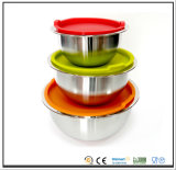 3PC Stainless Steel Bowl Set with Silicon Bottom