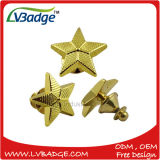 Professional Free Design Gold Plated Star Lapel Pin Badge with Tie Clutch