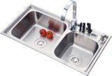 Populare Model Kitchenware Stainless Steel Kitchen Double Bowl Topmount Sink (8345L)