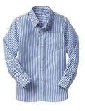 Men's Long Sleeve Button Down Collar Cotton Stripe Casual Shirt