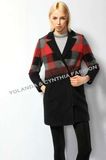 Wool Fashion Women's Plaided Progressive-Shade Coat /Women's Winter Clothing (SJ013)