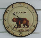 MDF Round Bear Wall Clock Decoration (SFW2513)