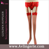 Sexy Womens Red Lace Garter Belt Fishnet Stockings (DY01-004)