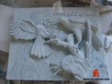 White Stone Wall Relief Eagle Sculpture Statue Carving for Decoration