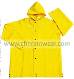 100% Polyester PVC Waterproof Raincoat with Button Style