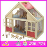 2014 New Kids Wooden Doll House Toy, Popular Lovely Children Wooden Doll House, Beartiful Princess DIY Wooden Doll House W06A039
