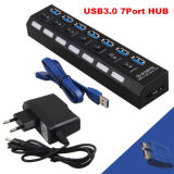 7 Port USB 3.0 Hub with Individual Power Switches and LEDs