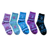 Full Terry Women Polyester Socks with Jacquard Ws-92