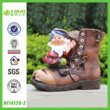 2015 Polyresin Gnome on Shoe Flowerpot (NF14129-2)