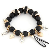 Acrylic Beads Gold Plated Alloy Pendents Charms Bracelet