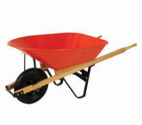 Wheelbarrow with Wooden Handle and Single Wheel