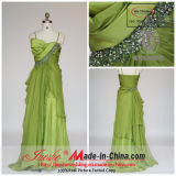 Spaghetti Straps Summer Green Irregular Chiffon Evening Dress (22842)