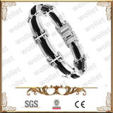 Black Silicone Stainless Steel Bracelets Jewelry