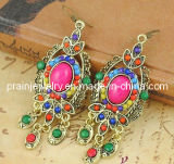 Spring Fashion Jewelry Earrings /Antique Copper Bronze Plated Red Resin for Party (PE-006)