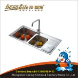 Great Model 2015 New Kitchen Stainless Steel One Stretched One Double Bowl Kitchenware Wash Sink (9245MY)