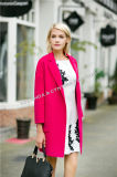 Fashion Women's Wool Coat/Double Pockets Seventh Sleeves Loose Shape Dark Pink Wool Coat/Women's Clothing/Winter Outer Wear