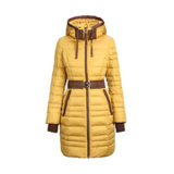 Winter Apparel of Women Long Down Jacket with Knit Rib in Cuff and Collor