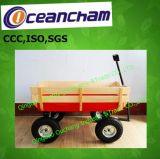 Four-Wheel Wooden Wagon Tool Cart for Garden