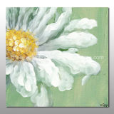Stretched and Framed Handmade Modern White Flower Oil Painting