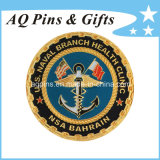 3D Naval Coin with Enamel in Gold Plated, Challenge Coin