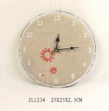 Wooden Antique Wall Clock with Embroidery