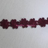 Brownish Red Flower Design Chemical Lace for Dress