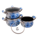 Eco-Friendly Enamel Cookware Set Sauce Pan with Selectable Lid