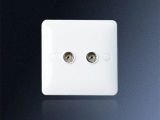 UK Wall Coaxial Socket, Twin Outlet