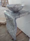 Carara White Marble Pedestal Sinks for Bathroom