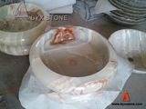 Afghan White Onyx Round Sink for Bathroom