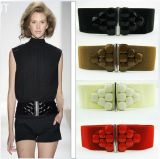 Flower Rhinestone Buckle Belt Black Elastic Belt for Women/ Lady Quality Webbing Elastic Belts Accessories Js-159-DC