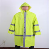 PVC/ Polyester /PVC Reflective Raincoat with Hood Fro Adult