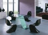 Glass Table, Ellipse Dining Table with S Furniture Leg -DB007
