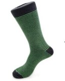 2014 Autumn Winter China Professional Socks Manufacturer Supplier Men's Fashion Dress Casual Sailor Stripe Green Socks/ 168n 21s Cotton Elastic Sock