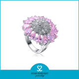 Wholesale Pink Rose Silver Ring Jewellery in Stock (R-0054)