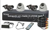 4-CH Net DVR Kits 1/3 2 PCS 480tvl Bullet and 2PCS Dome Camera with+5CH Power Distribution Wire+ DC12V/5A Power +IR Controller+Video/Power Cable (TK-4006K)