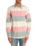 Men's Linen Contrast Color Yarn Dyed Long Sleeve Shirt