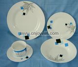 Homeware 19PCS Porcelain Dinner Set Round Dinner Set with Normal Decal