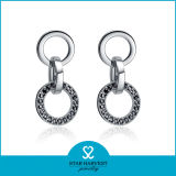 10 Years OEM Black Plating Silver Earring Jewellery for Women (E-0192-1)