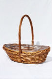 Oval Willow Wicker Basket with Plastic Lining (WBS046)