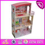 2014 New Cute Kids Wooden Doll House Toy, Popular Lovely Children Wooden Doll House, Fashion DIY Wooden Doll House Factory W06A081