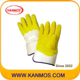 Industrial Safety Yellow Latex Coated Carvin Cuff Work Glove (52002)