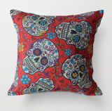 Decorative Faux Linen Transfer Print Cushion Fashion Skull Pillow (LPL-641)