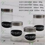 4 PCS Set Glass Bottles Black Board Decal Nice Bottle Sugar Coffee Cookies Pasta